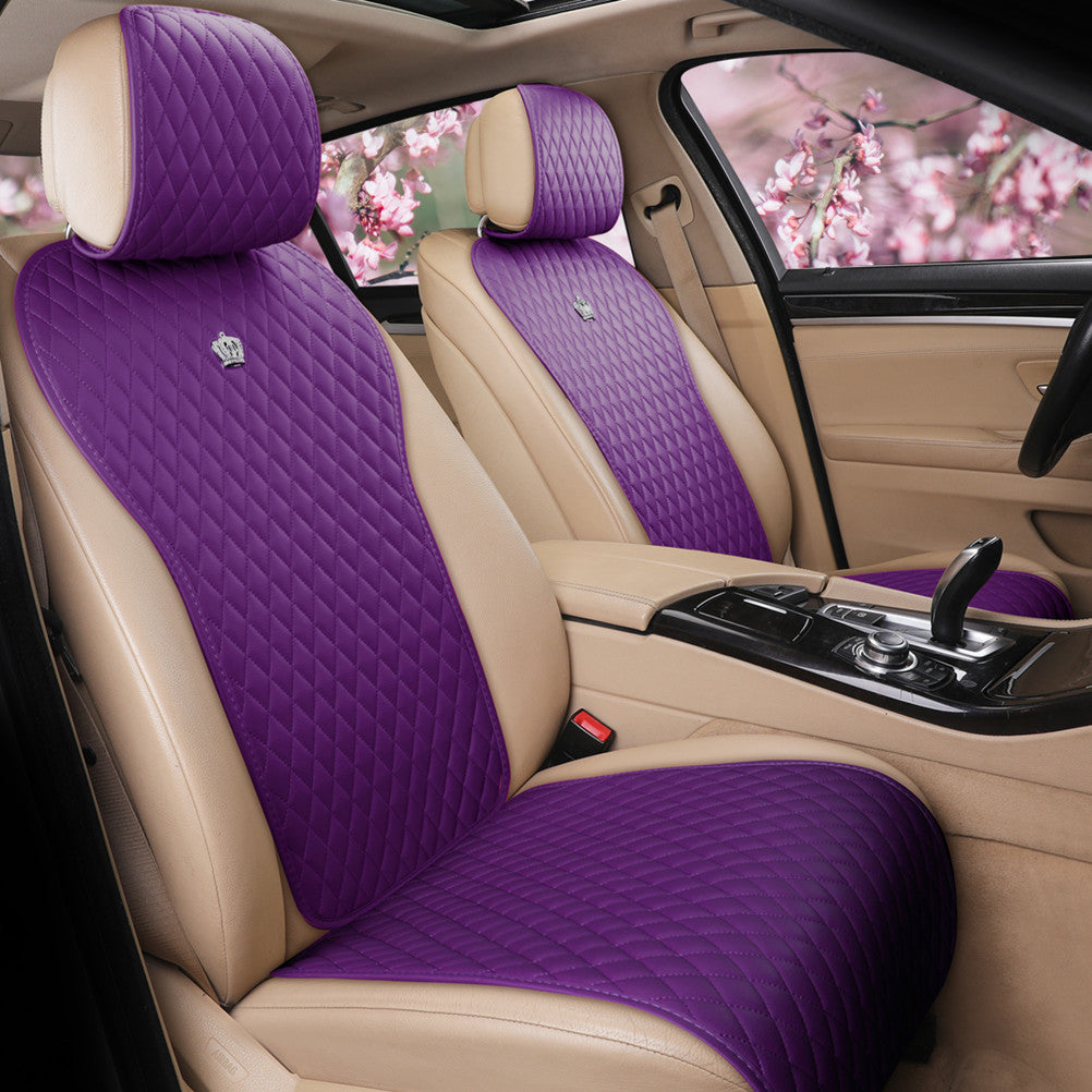 Red Rain Leather Universal Car Seat Covers with Crown 2/3 Covered