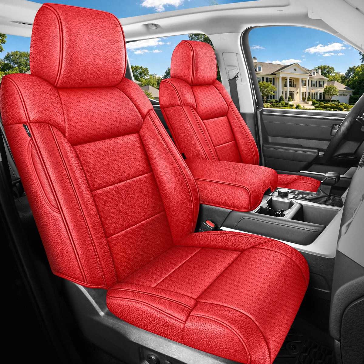 Red Rain Custom Fit for Toyota Tundra Seat Cover 2014-2021 CrewMax with Premium Leather Main image