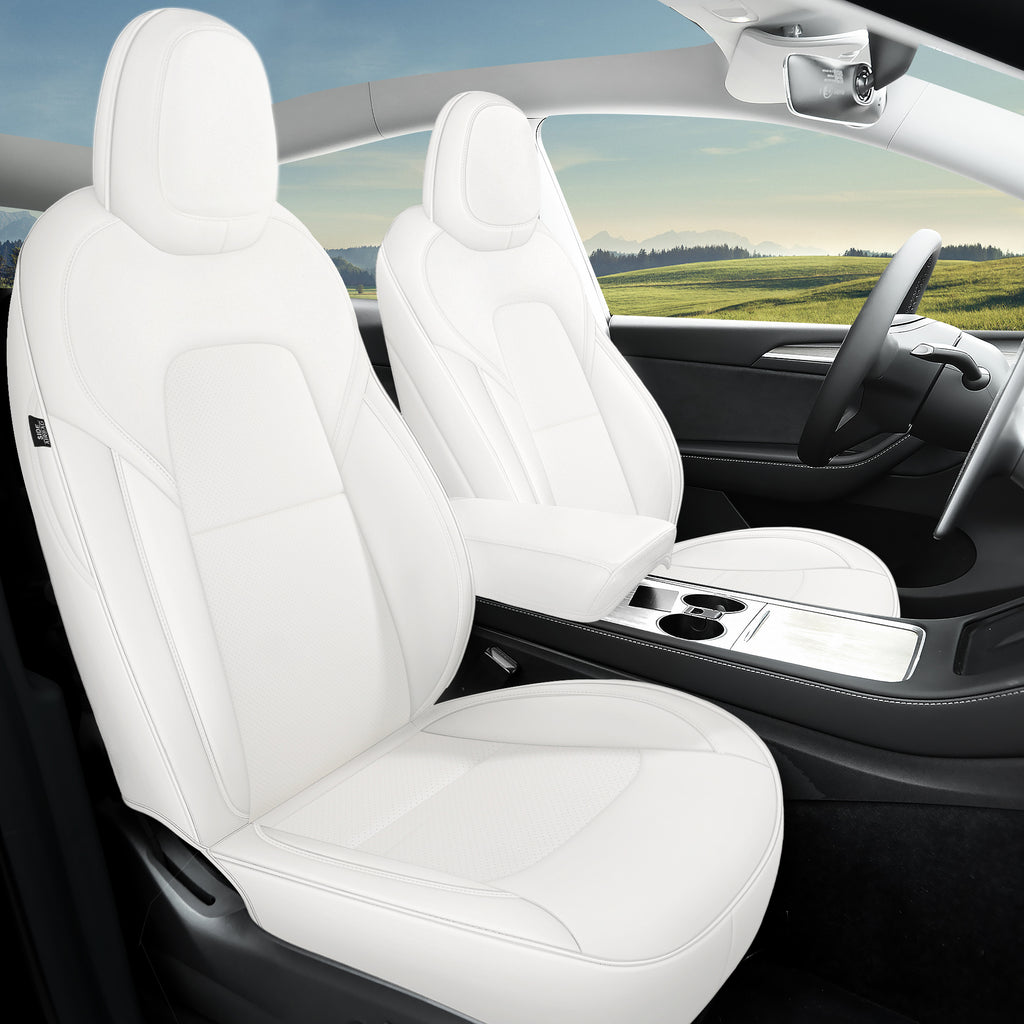 Red Rain Leather Car Seat Cushion Cover Customized Fit for 2020-2024 Tesla Model Y Airbag Compatible