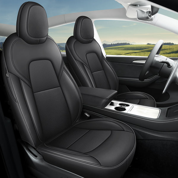 Red Rain Leather Car Seat Cushion Cover Customized Fit for 2020-2024 Tesla Model Y Airbag Compatible