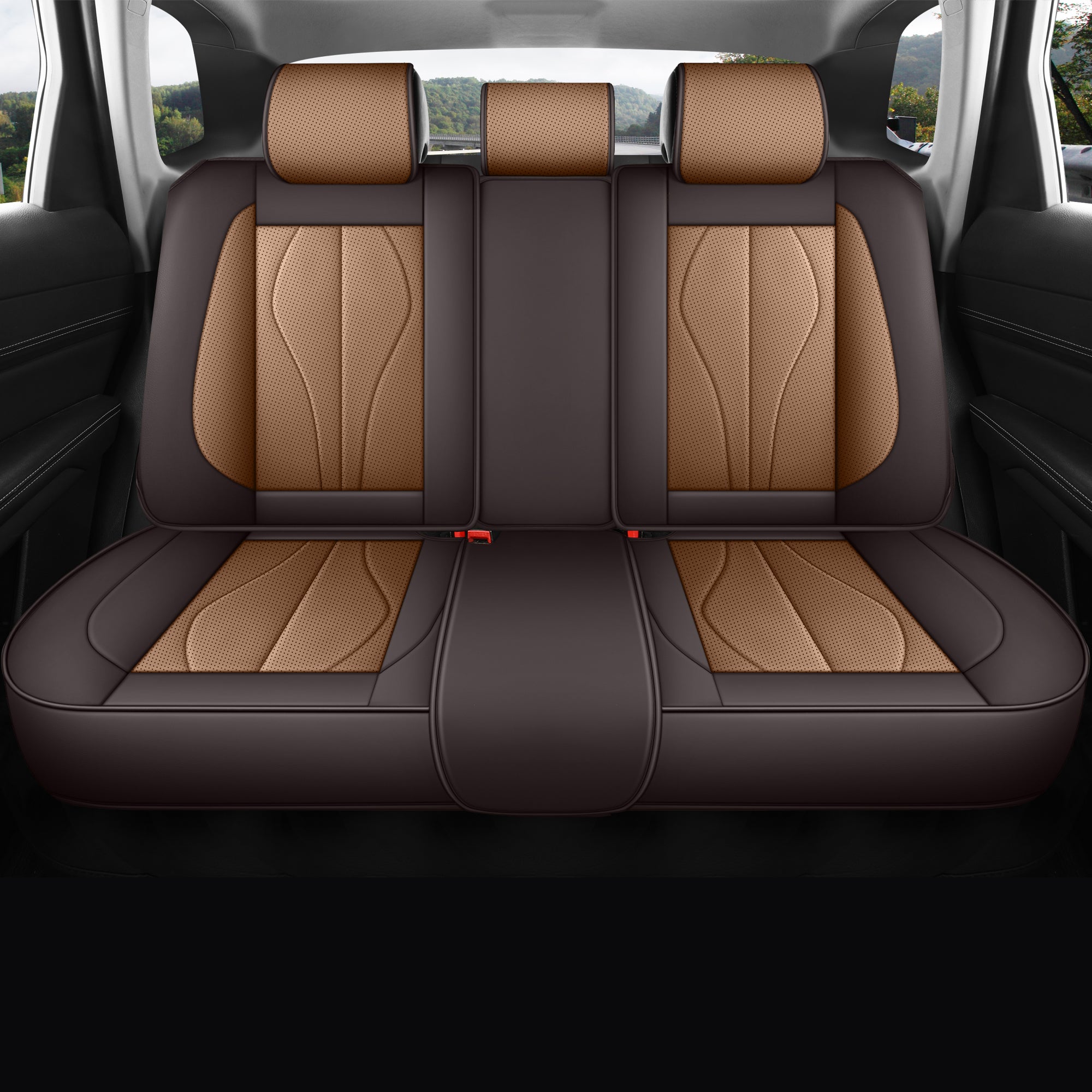 Red Rain Leather Universal Waterproof Auto Seat Protector Full Coverage Secondary image