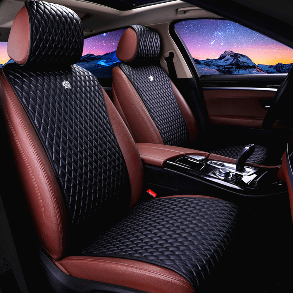 Red Rain Leather Universal Car Seat Covers with Crown 2/3 Covered
