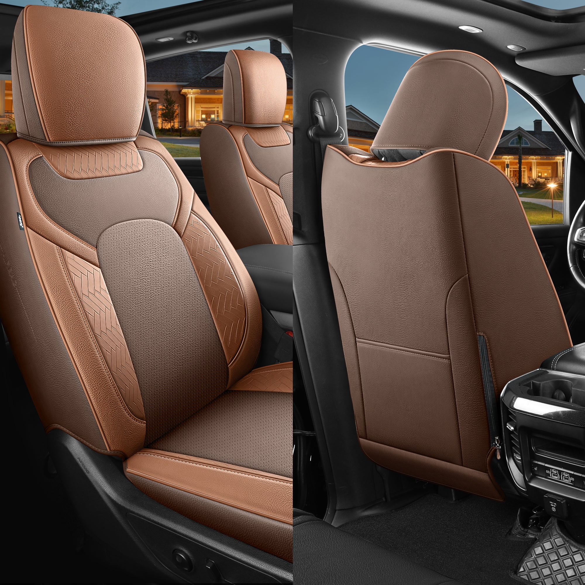 Red Rain Luxury Leather Car Seat Cover for Dodge Ram 1500 2019 to 2026 Crew, Mega Cab with Flat Bench Secondary image