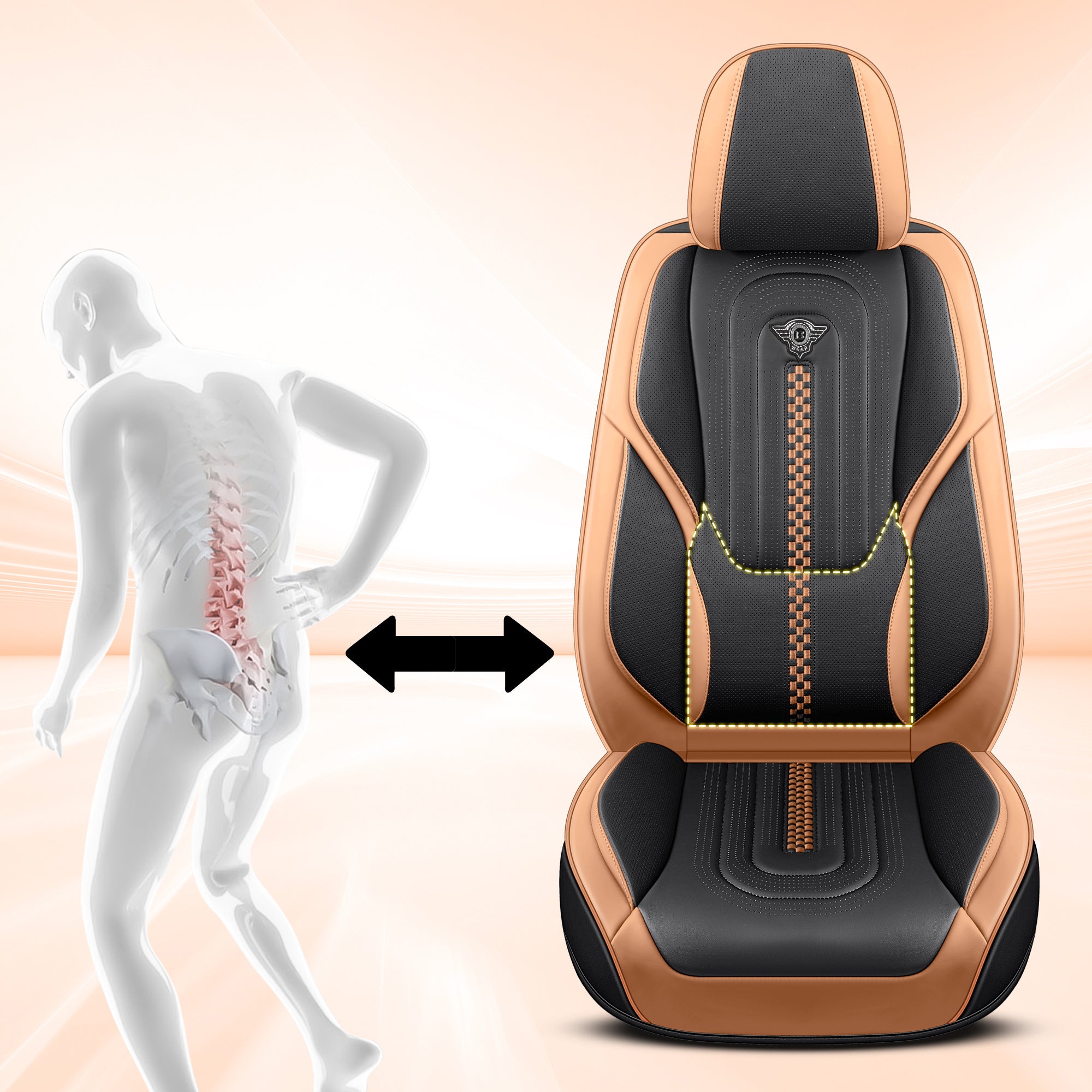 Red Rain Universal Leather Car Seat Cover with Lumbar Support Full Coverage Secondary image
