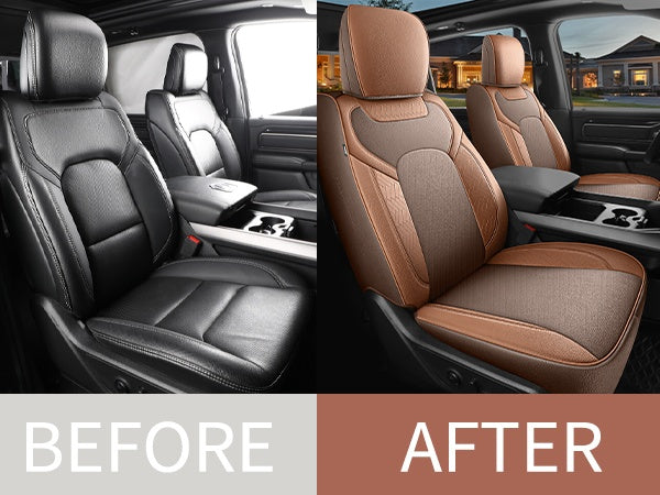 Red Rain Luxury Leather Car Seat Cover for Dodge Ram 1500 2019 to 2026 Crew, Mega Cab with Flat Bench