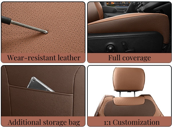 Red Rain Luxury Leather Car Seat Cover for Dodge Ram 1500 2019 to 2026 Crew, Mega Cab with Flat Bench