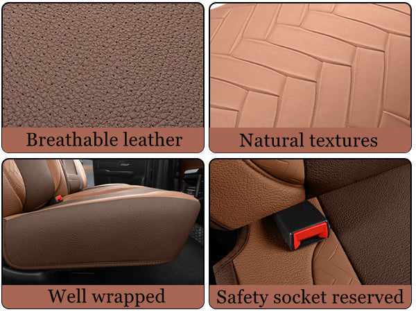 Red Rain Luxury Leather Car Seat Cover for Dodge Ram 1500 2019 to 2026 Crew, Mega Cab with Flat Bench