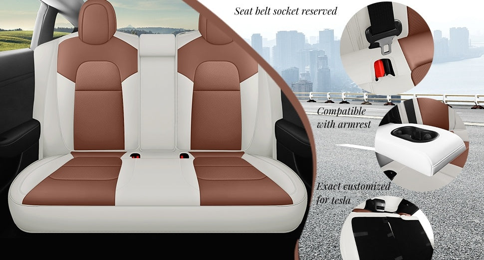 Red Rain Leather Car Seat Cushion Cover Customized Fit for 2020-2024 Tesla Model Y Airbag Compatible