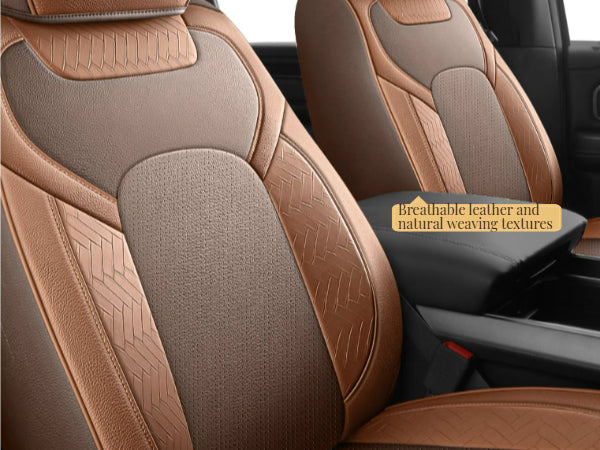 Red Rain Luxury Leather Car Seat Cover for Dodge Ram 1500 2019 to 2026 Crew, Mega Cab with Flat Bench