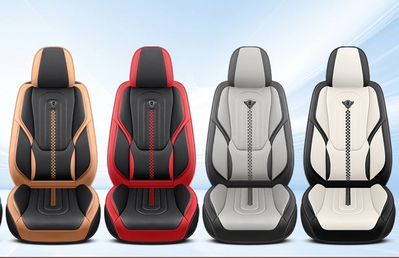 Roter universeller Kunstleder-Autositzbezug mit Lendenwirbelstütze, vollständige Abdeckung