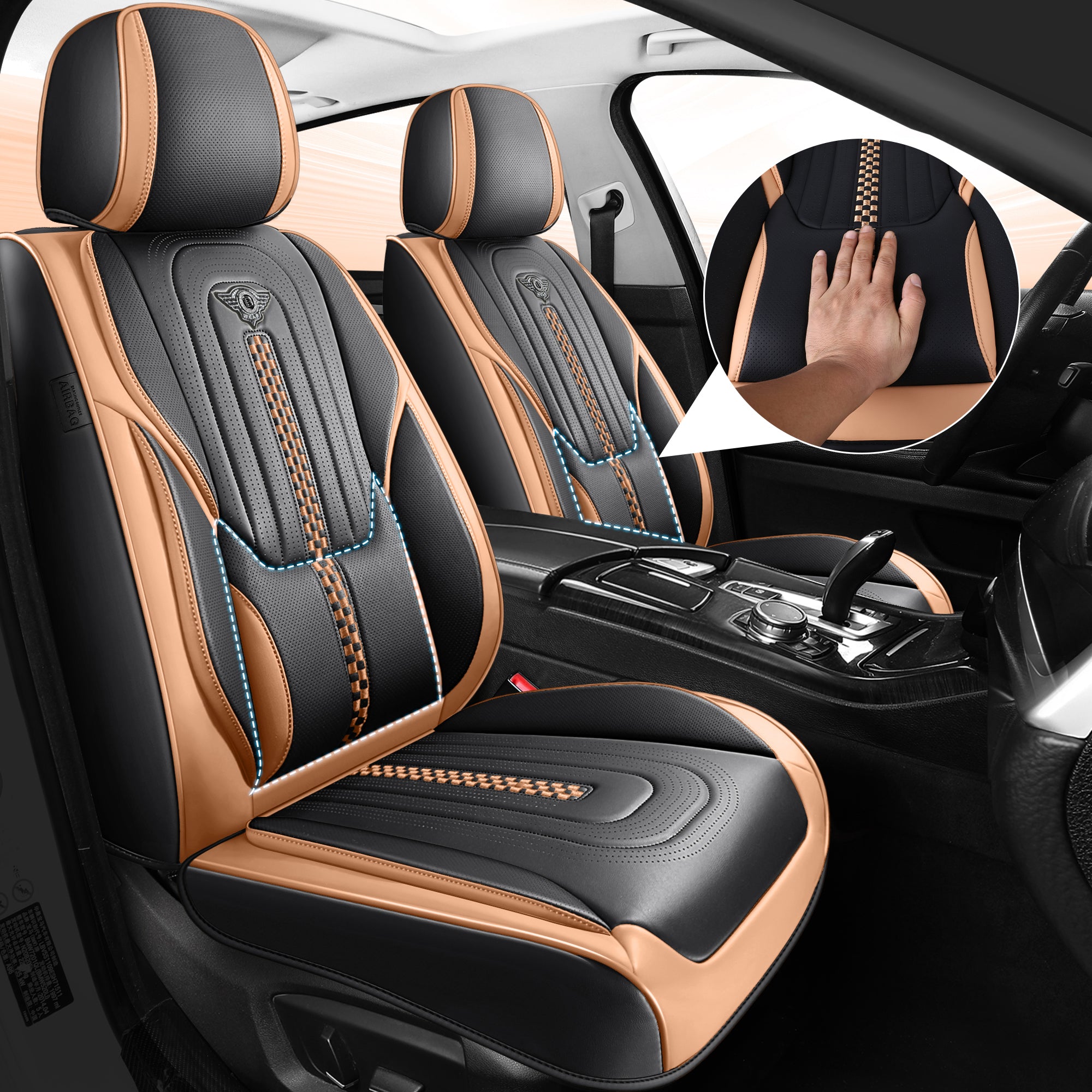 Red Rain Universal Leather Car Seat Cover with Lumbar Support Full Coverage Imagen principal del producto