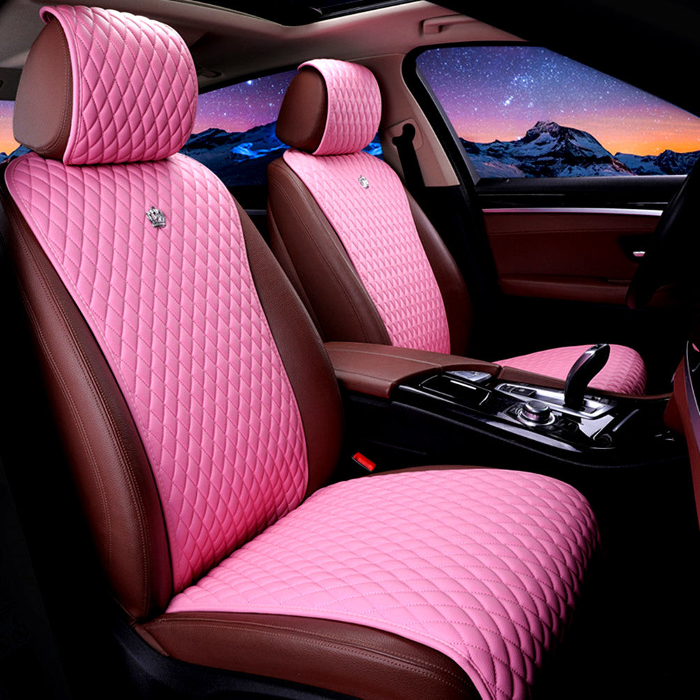 Red Rain Leather Universal Car Seat Covers with Crown 2/3 Covered Main image