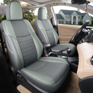 Red Rain Gray RAV4 Seat Covers Customized Fit for 2014-2018 Toyota RAV4 Fashion Leather Car Seat Cover Full Set (RAV4-Gray+Green-2014/2018)