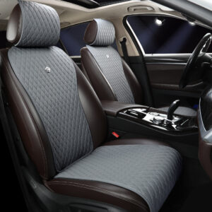Gray Car Seat Cover with Crown Universal Leather Auto Seat Covers 2/3 Covered