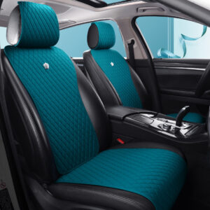 Peacock Blue Auto Seat Covers Leather Universal Seat Cover with Crown 2/3 Covered