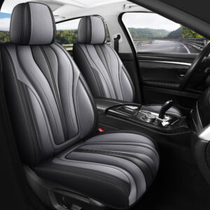 Universal Seat Covers for Cars Black and Grey Full Set Waterproof Leather Full Coverage