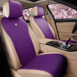 Purple Leather Universal Auto Seat Covers with Crown Full Set 2/3 Covered