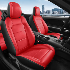 Customized Fit Ford Mustang  Convertible Seat Cover 2015-2026 Red+Black Car Seat Cover Waterproof Leather Car Seat Cover Custom Fit Seat Cover Full Set