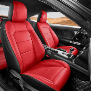 Customized Fit Ford Mustang Coupe Hardtop 2015-2026 Red+Black Car Seat Cover Nappa Leather Car Seat Cover Full Set