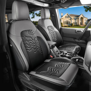 Customized Fit for Ford Bronco 2 Door Seat Cover 2025 2024 2023 2022 2021 Black and Gray Leather Full Set