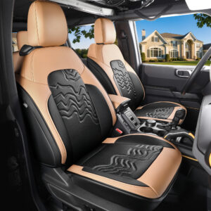 Customized Fit for Ford Bronco 2 Door Seat Cover 2025 2024 2023 2022 2021 Black and Orange Leather Full Set