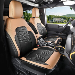 Customized Fit for Ford Bronco Seat Cover 4 Door 2025 2024 2023 2022 2021 Black and Orange Leather Interior Accessories