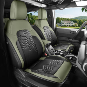 Customized Fit for Ford Bronco Seat Cover 4 Door 2025 2024 2023 2022 2021 Black and Green Seat Protector
