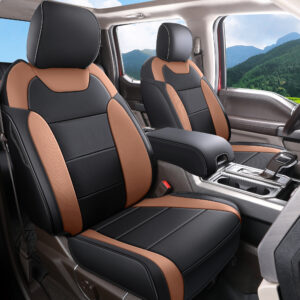 Custom Fit for 2019-2020 Ford F150 RAPTOR Black and Brown Waterproof Leather Seat Cover