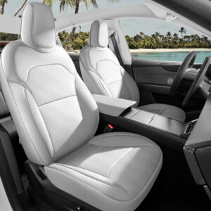 Customized Fit for Tesla Model Y Juniper 2025 2026 Gray Leather Seat Cover Custom Fit Nappa Leather Seat Protect for Cars Full Set