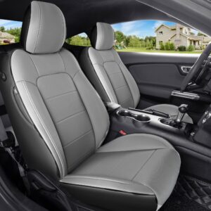 Customized Fit Ford Mustang Coupe Hardtop 2015-2026 Dark Gray+ Black Car Seat Cover Fully Covered Airbag Compatible Waterproof Car Seat Protector