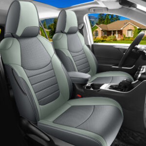 Custom Fit for Toyota RAV4 2019-2025 XLE, LE, XLE Premium, Limited, Gray and Green Leather Car Seat Cover
