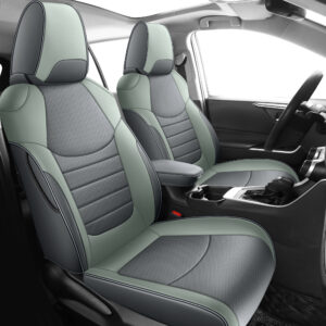 Custom Fit for 2019-2025 Toyota RAV4 Hybrid Gray and Green Leather Rav4 Seat Cover