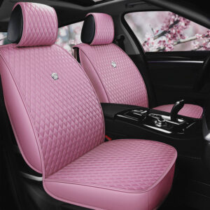 Universal Car Seat Cover with Crown Fashion Full Coverage Leather Seat Cushion Full Set