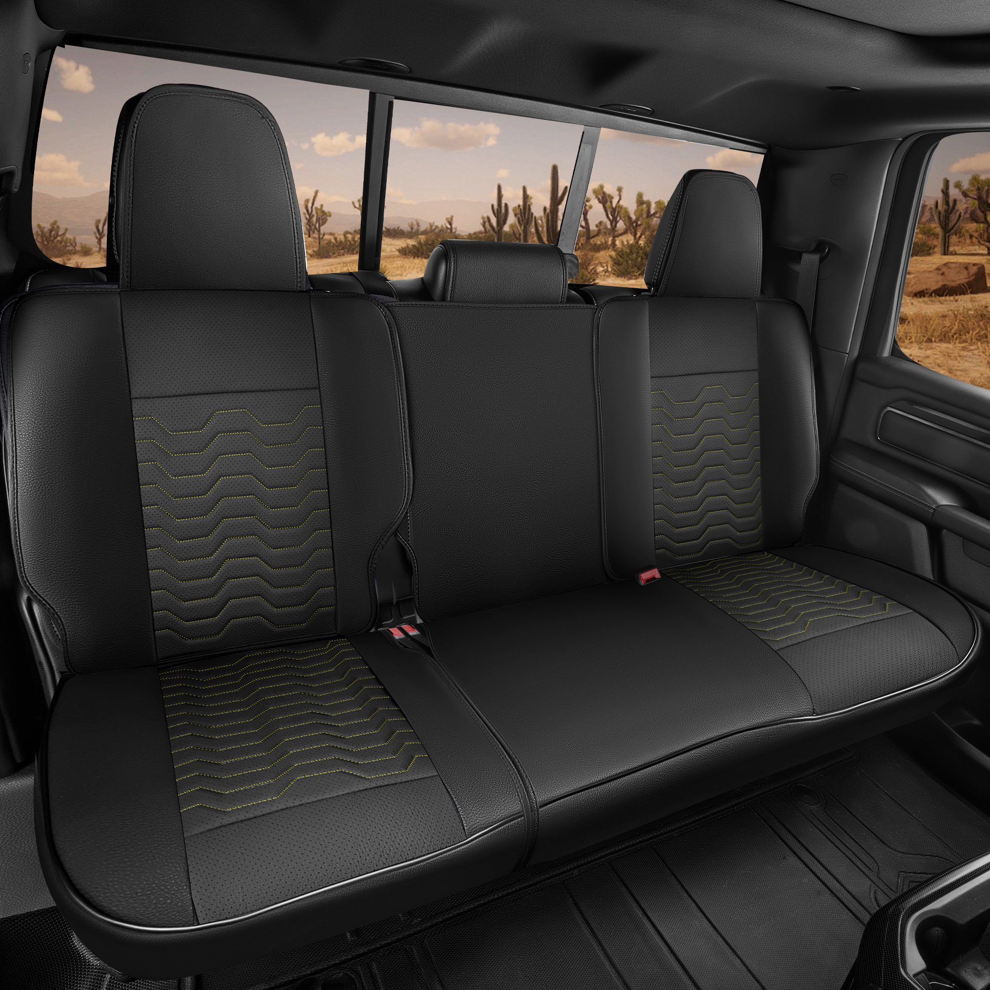 Black Leather Seat Cover for Chevy Silverado 2014-2018 1500 2500 3500 Crew Cab Double Cab LT LZ LTZ Z71 Duramax High Country/GMC Sierra 2007-2019 - Image 3