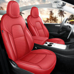 Customized Fit Tesla Model Y Seat Cover 2020 2021 2022 2023 2024 Red Seat Cover Nappa Leather Car Seat Covers Seat Full Set