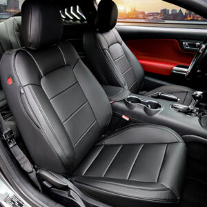 Customized Fit Ford Mustang Coupe Hardtop 2015-2026 Black Car Seat Cover Waterproof Leather Car Seat Cover Full Set
