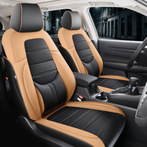 Customized Fit for Honda CRV 2017-2022 EX,EX-L,LX,LX AWD,Sport,Special Edition,Touring&Hybrid Black+Orange Leather Car Seat Cover Waterproof Leather Car Seat Cover Full Set