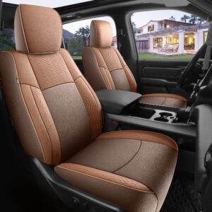 for Dodge Ram 1500 2011-2018/2500 3500 2011-2025 Limited Crew, Mega Cab, Brown and Orange Leather with Curved Rear