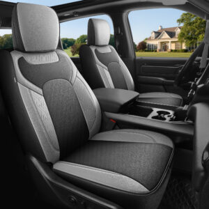 Custom Fit for Dodge Ram 1500 Seat Cover 2019 to 2025 Crew, Mega Cab Waterproof Leather with Flat Bench