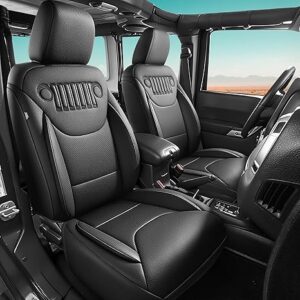 Customized Seat Covers for Jeep Wrangler Seat Covers 4Door JK 2013 2014 2015 2016 2017 Black Leather Car Seat Cover Custom Fit Car Seat Cover Full Set