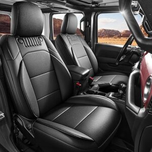Customized Fit For Jeep Wrangler Seat Covers 4Door JL 2018 2019 2020 2021 2022 2023 2024 2025 2026 Custom Fit Car Seat Cover Full Set Luxury Waterproof Leather Protectors Black Leather Car Seat Cover