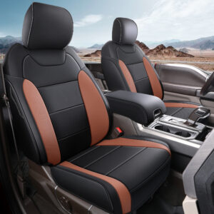 Custom Fit for 2019-2020 Ford F150 Raptor Black and Orange Waterproof Leather Auto Seat Cushion