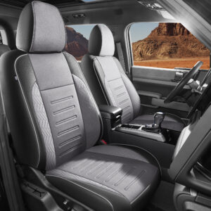 Custom Fit  Toyota Tacoma 2016-2023 for SR, SR5, Limited, TRD Pro, TRD Sport, TRD Off-Road, Trail Special Edition Crew Cab/Double Cab Black+Gray Leather Car Seat Covers Cover Full Set