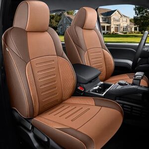 Custom Fit 2024 2025 2026 Toyota Tacoma 4th Gen Double/Crew Cab SR,SR5,TRD Sport,TRD Off-Road,Limited Trucks Brown+Orange Leather Seat Cover Waterproof Leather