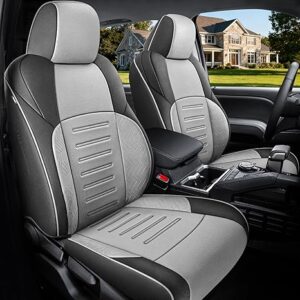 Custom Fit Toyota Tacoma Seat Cover Full Set 2024 2025 2026 Leather Seat Cover for 4th Gen Double/Crew Cab SR,SR5,TRD Sport,TRD Off-Road,Limited Trucks Black+Gray Leather Car Seat Covers Cover Full Set